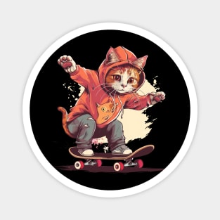 cat riding skateboard Magnet